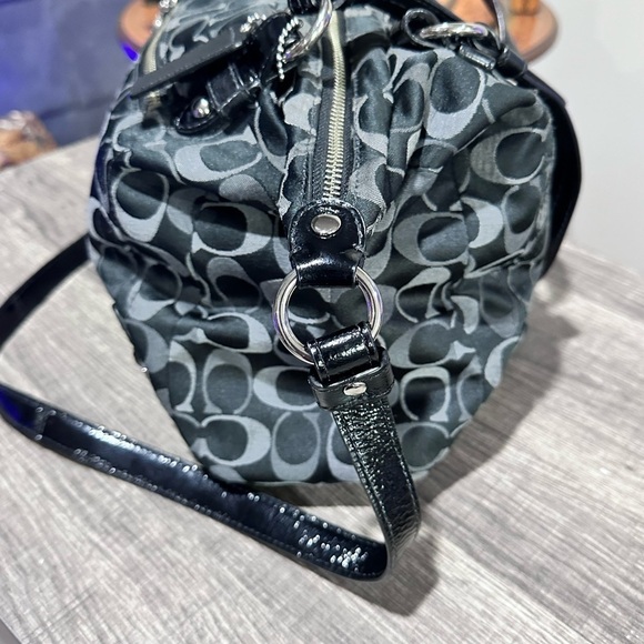 Coach Large Black Denim Purse Bag Tote - Picture 8 of 14